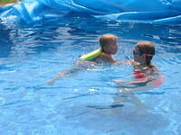 Carrie and Amber swimming - 8/5/03