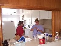 Michelle and Shannon working in the kitchen.  10/3/03