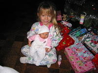 Christmas morning.. Carrie got Baby Annabell which she really wanted.