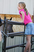 Carrie looking at the horses.