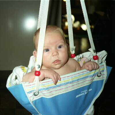 Carrie in the Johnny Jump up thing.