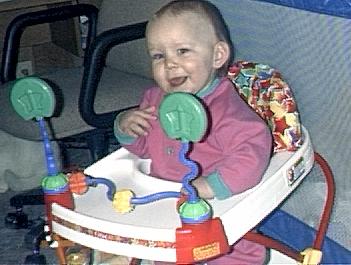 Carrie in her walker.