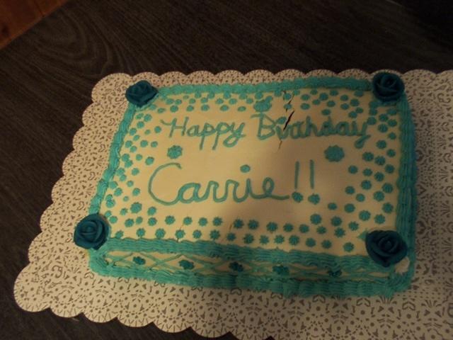 Second cake, made by Mom, horrid writing by me (Paige)