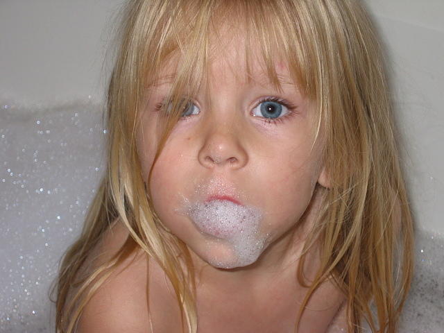 Carrie eating bubbles?! - 12/9/02