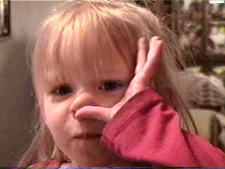 Carrie making that stupid face Pap likes to make :P - 5/21/02