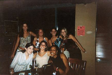 We all went out for Lindsey's bachlorette not-so-bachlorettes party. Don't ask. Back row: Ashley, Monica, Lindsey, Me. Front row