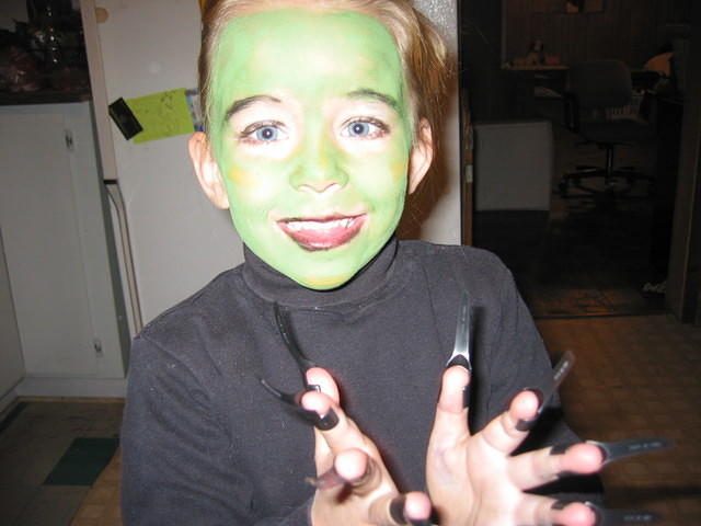 Carrie shows me her make-up.