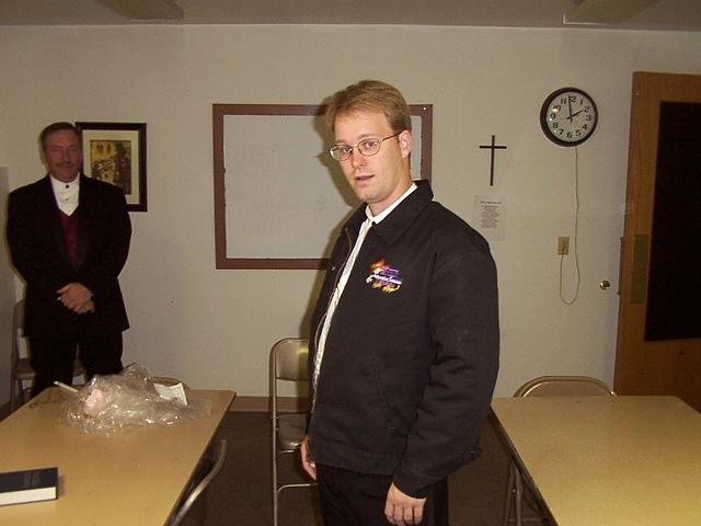 Shawn, thinking that his "racing" jacket would work just as well as his tux jacket... 10/4/03