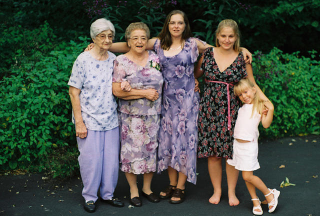 Great Grandma Wolff, Gram, Mom, Paige, Carrie