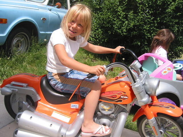 Carrie on her Harley.