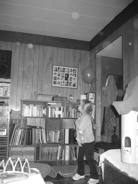 Carrie and her balloon from Wal-Mart.