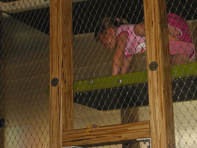 Carrie climbing back down.
