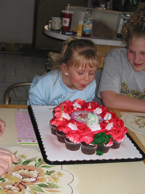 Carrie's still working on the trick candles.