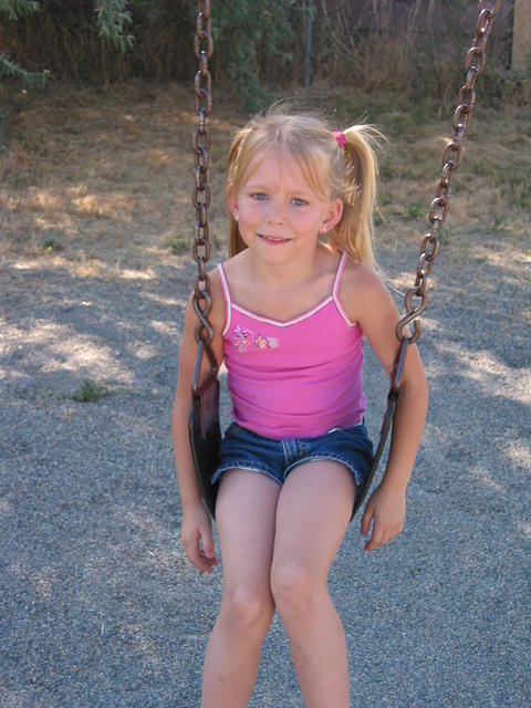 Carrie on the swing.