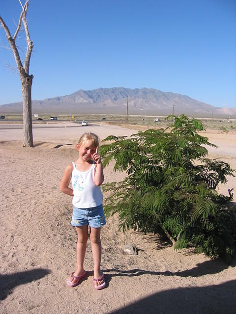 Carrie, at a rest stop somewhere.