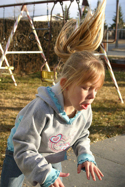 Carrie, mid-jump.