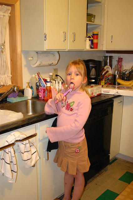 Carrie brushing her.. uh.. tongue.