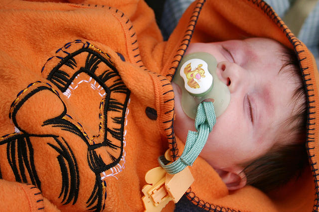 A pacifier helps.
