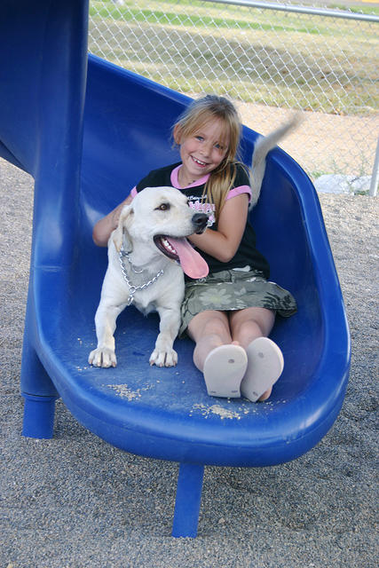 Carrie and Lily on the slide again