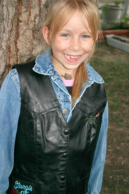 Carrie getting ready for a motorcycle ride