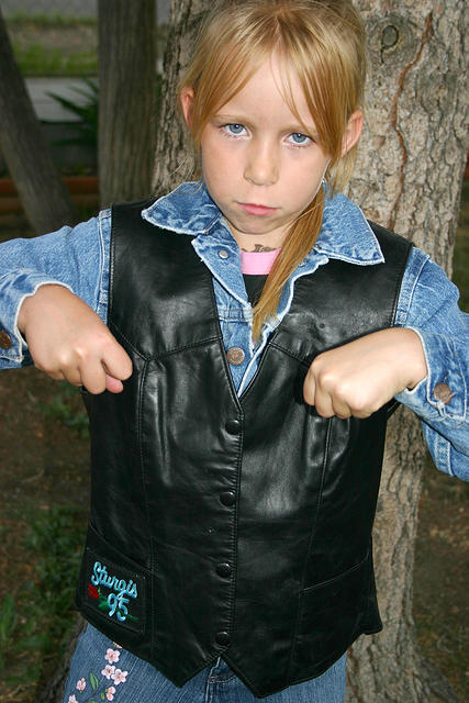 Carrie ready for a motorcycle ride