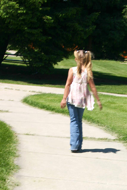 Carrie using her heelys