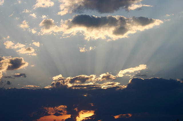 The sun setting.