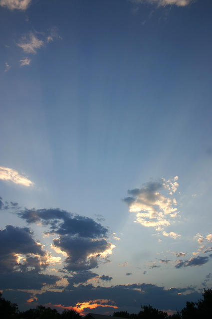 The sun setting.