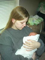 Paige and Carrie - 4/28/99 Leaving the hospital.