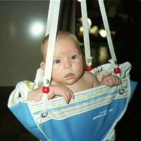 Carrie in the Johnny Jump up thing.