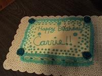 Second cake, made by Mom, horrid writing by me (Paige)