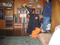 Carrie showing her candy to her Grandmom.
