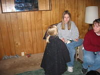 Carrie giving me candy.