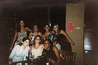 We all went out for Lindsey's bachlorette not-so-bachlorettes party. Don't ask. Back row: Ashley, Monica, Lindsey, Me. Front row