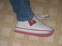 She insisted I take a picture of her new "supergirl" shoes.