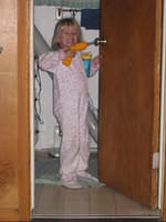 And Carrie drills the bathroom door!