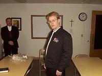 Shawn, thinking that his "racing" jacket would work just as well as his tux jacket... 10/4/03