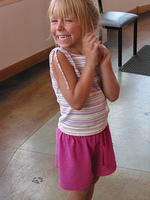 Carrie, excited because she was going to ride the carousel.