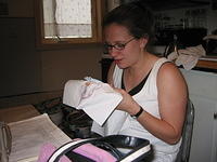 Krissy cross-stitching