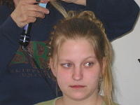Paige getting her hair done.