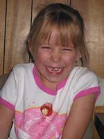 A laughing Carrie.