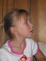 Carrie playing on her computer.