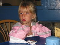 Carrie, at IHOP, after the fireworks ended.