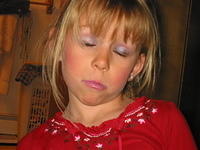 I asked Carrie to close her eyes, so you could all see the uh, full [b]impact[/b] of her make-up job.