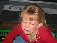 Carrie making a really ugly face.