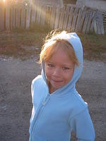 Carrie, on the way to the bus stop.