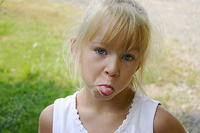Carrie sticking her tongue out at me