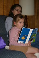 Carrie reading to Mom
