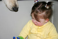 Lily giving back Joleigh's toy
