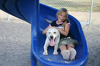 Carrie and Lily on the slide